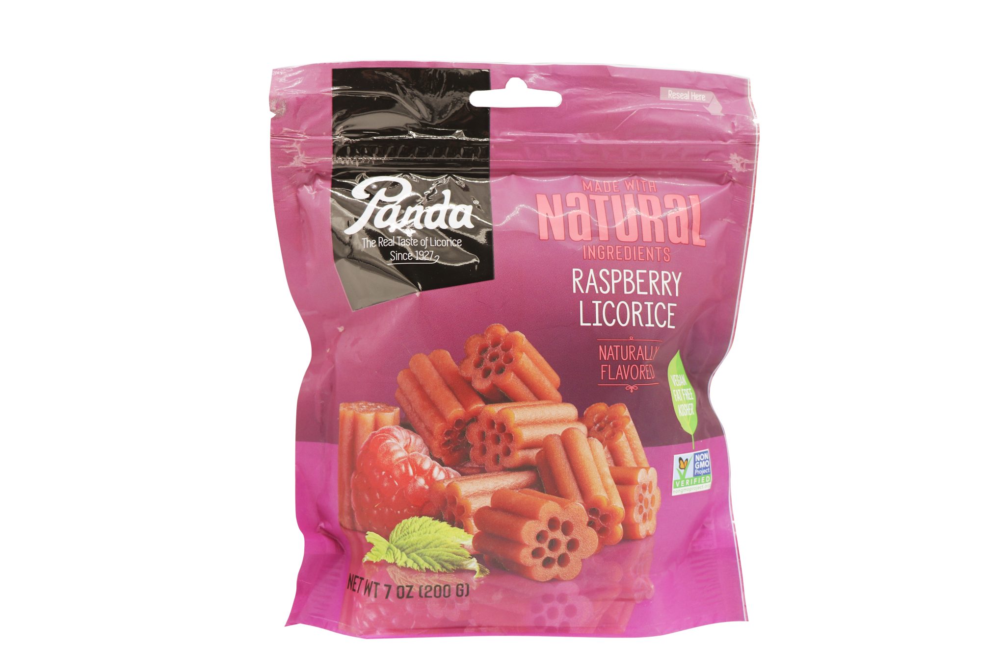 Pändy Raspberry Panda Raspberry Licorice - 7oz Bag - Grandpa Joe's Candy Shop
