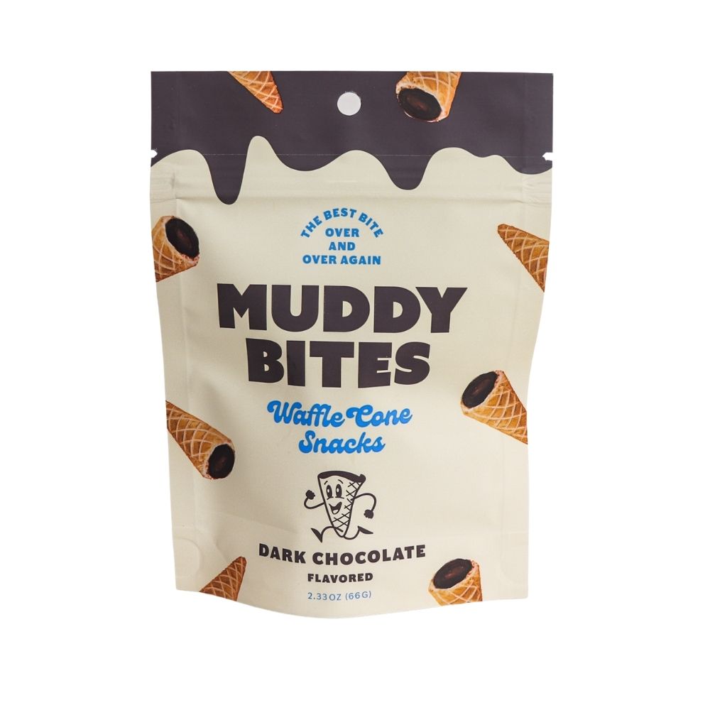 Muddy Bites Waffle Cones, Dark Chocolate, 2.33oz
