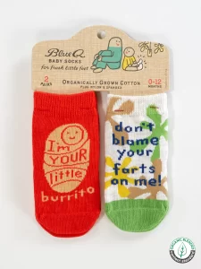 Blue Q - I'm Your Little Burrito/ Don't Blame Your Farts On Me Baby Socks - Baby Socks