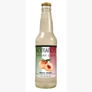 Romano's Italian Soda - White Peach, 12oz Glass Bottle Soda