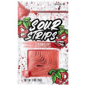 Sour Strips Strawberry 3.4oz Peg Bag