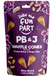 Just the Fun Part, Mini Waffle Cones PB&J Grape 4.23oz Bag