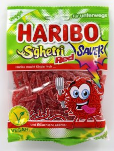 German Haribo S'ghetti Red Sauer Veggie - 85g Bag