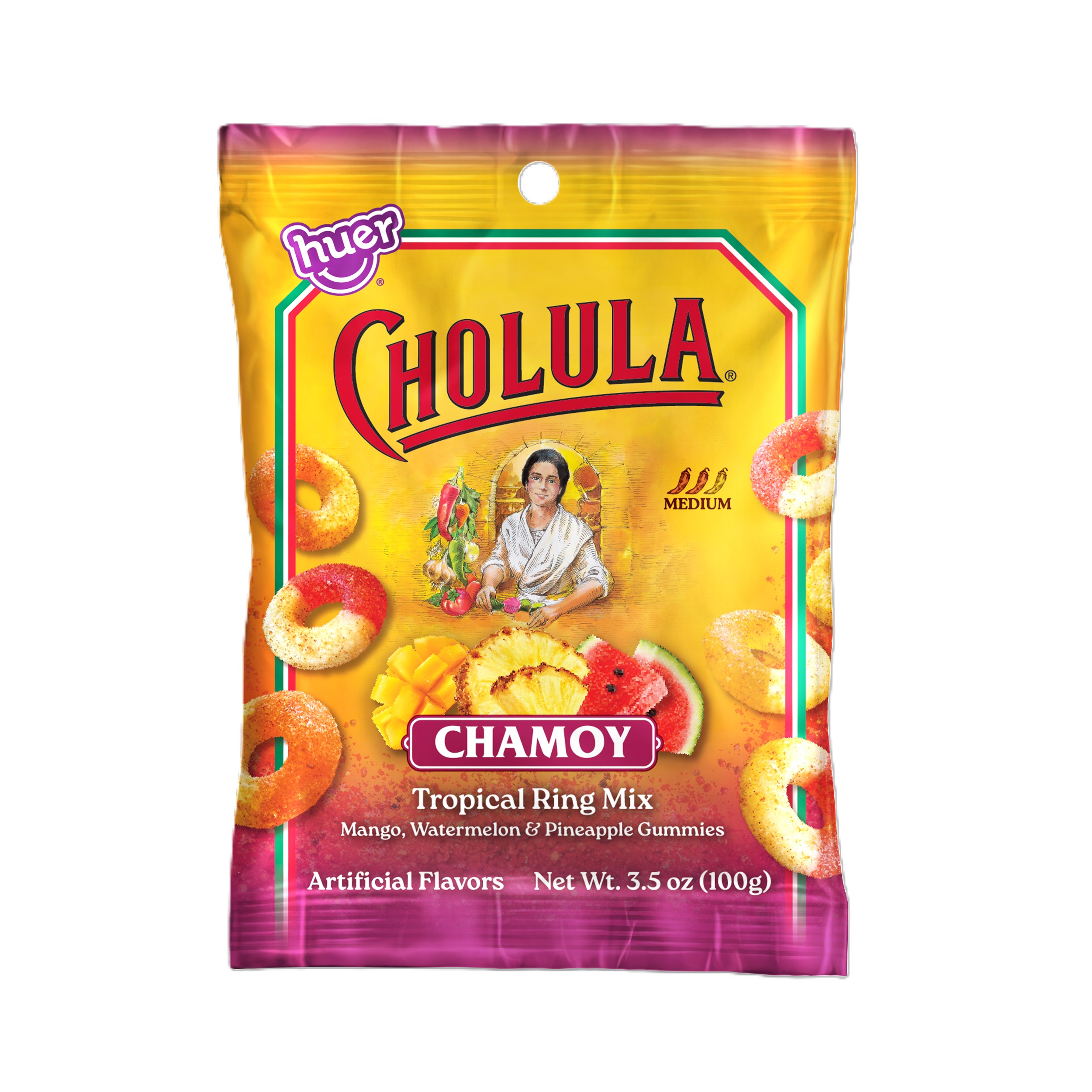 Cholula Chamoy Tropical Gummy Ring Mix, 3.5oz Bag