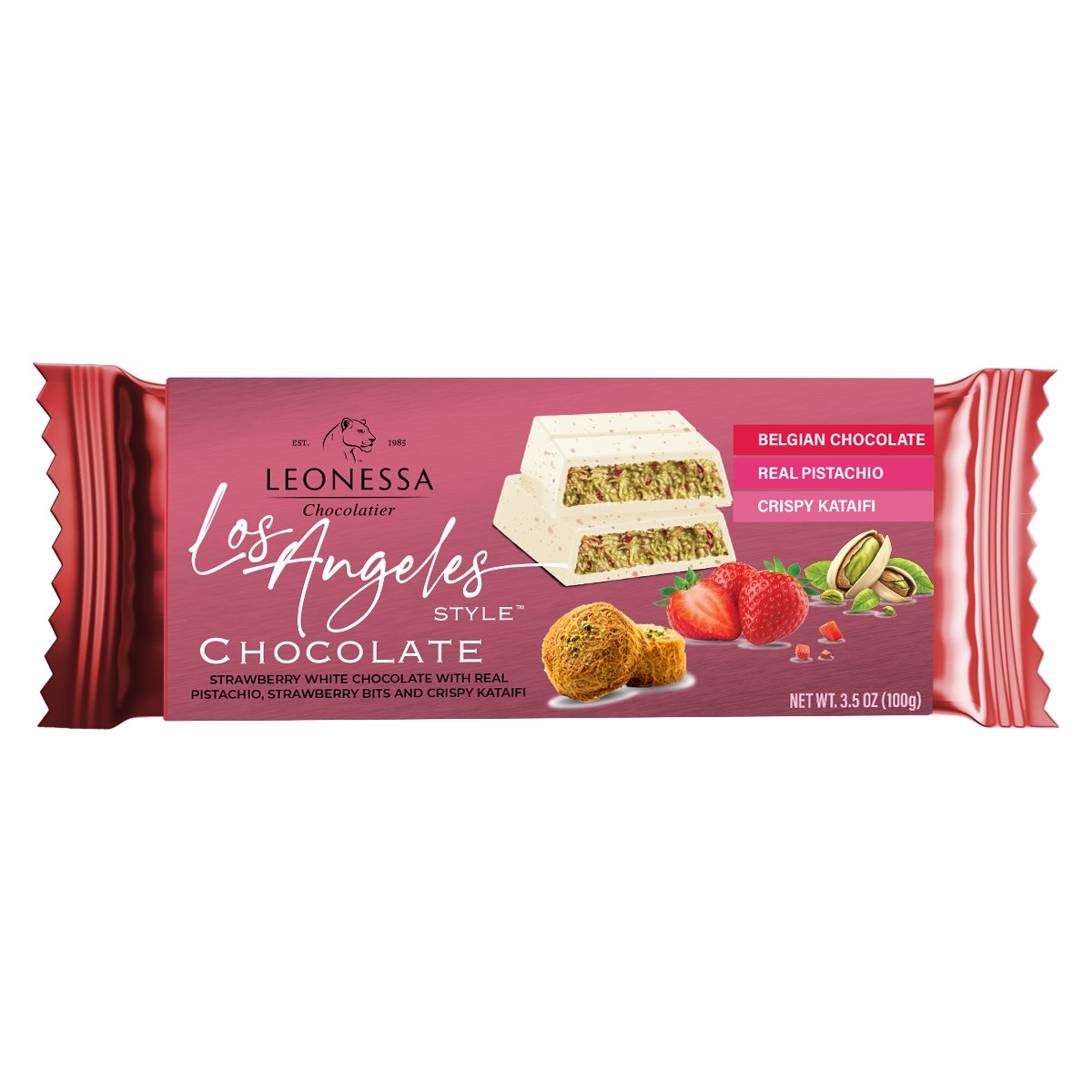 Los Angeles Style Dubai White Chocolate Bar, 3.5oz