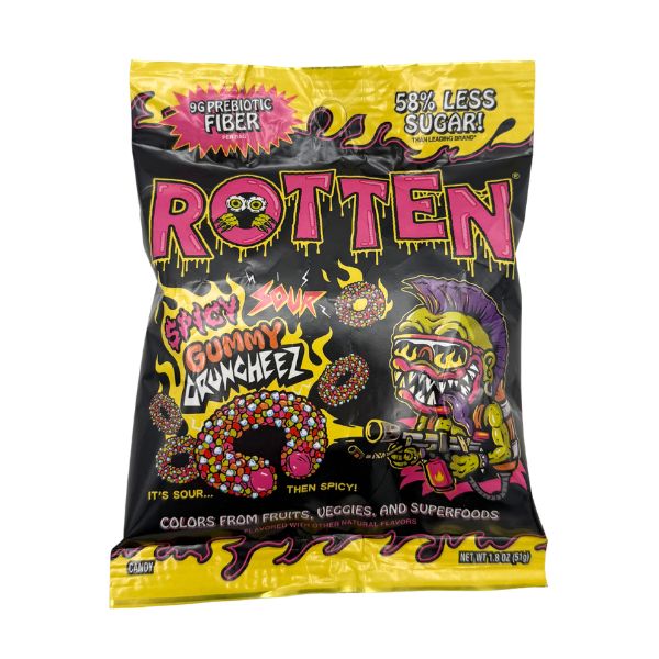 Rotten Spicy Sour Gummy Cruncheez 1.8oz Bag