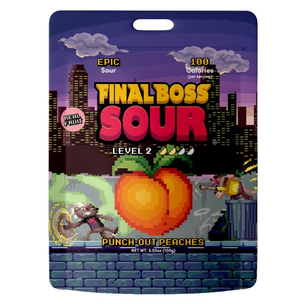 Final Boss Sour Level 2 Punch Out Peaches 3.52oz Bag