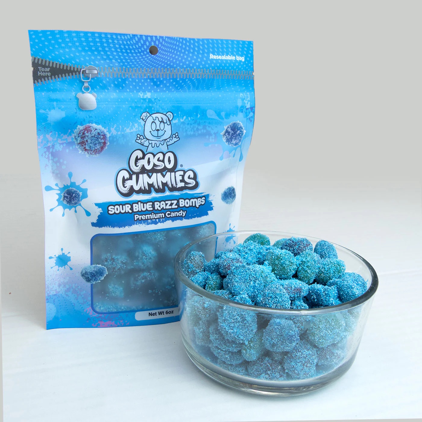 Goso Gummies, Sour Blue Razz Bombs 6oz Bag