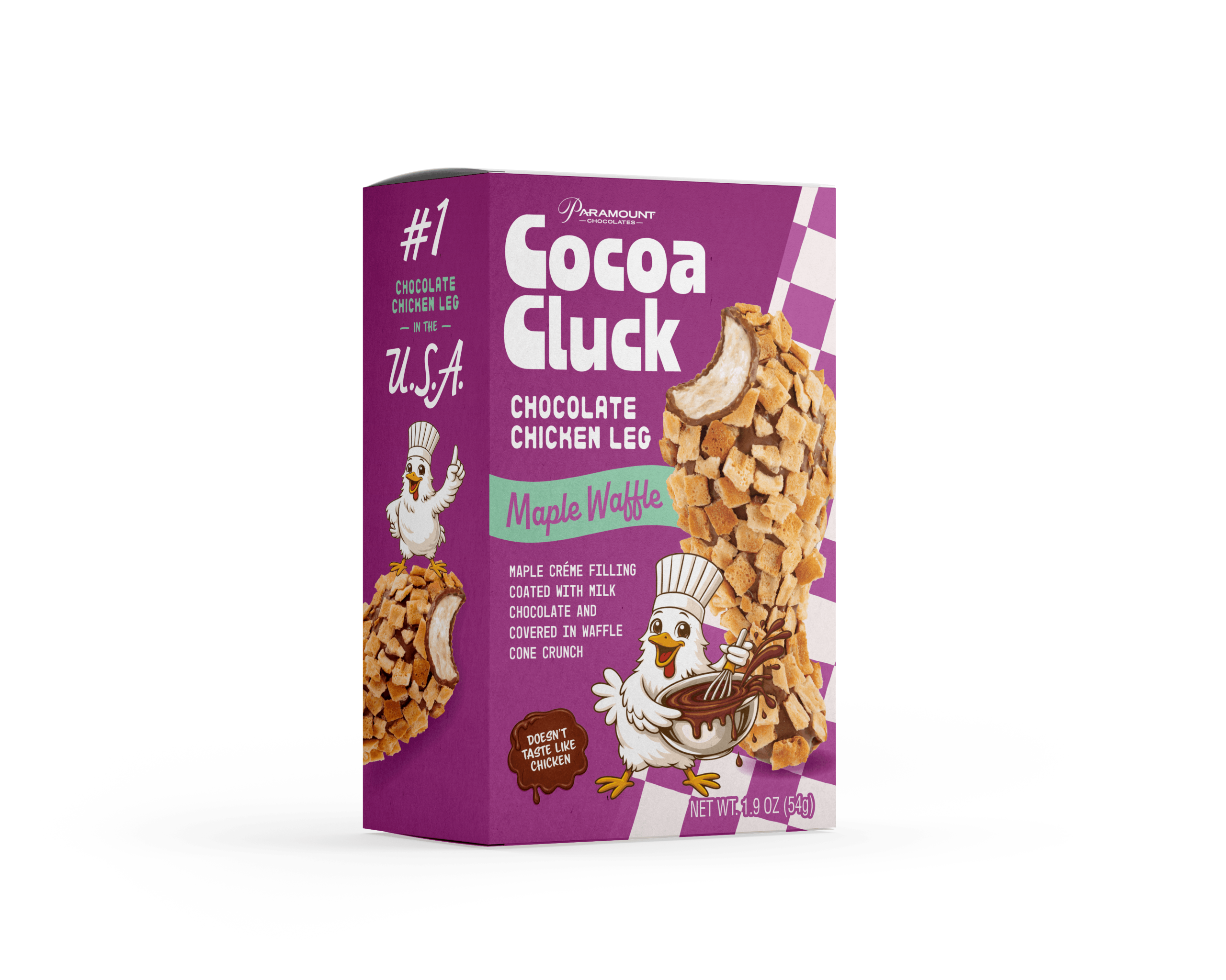 Cocoa Cluck Chocolate Chicken Leg Maple Waffle 1.9oz Box