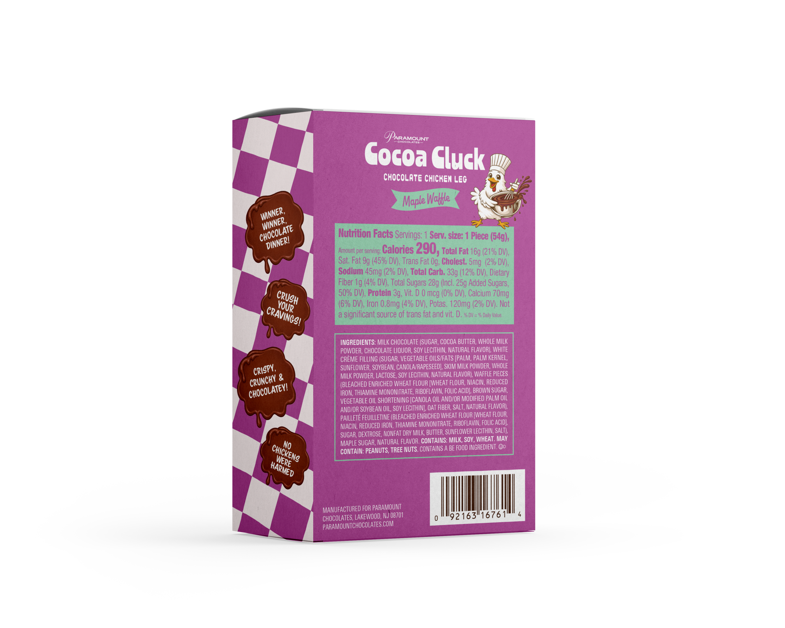Cocoa Cluck Chocolate Chicken Leg Maple Waffle 1.9oz Box - Image 2