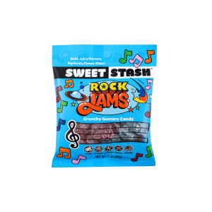 Sweet Stash Rock Jams, Crunchy Gummy Candy 3oz Bag