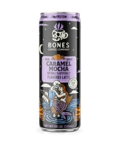 Bones Coffee Ready-to-Drink Sea Salt Caramel Mocha Latte, 11oz Can