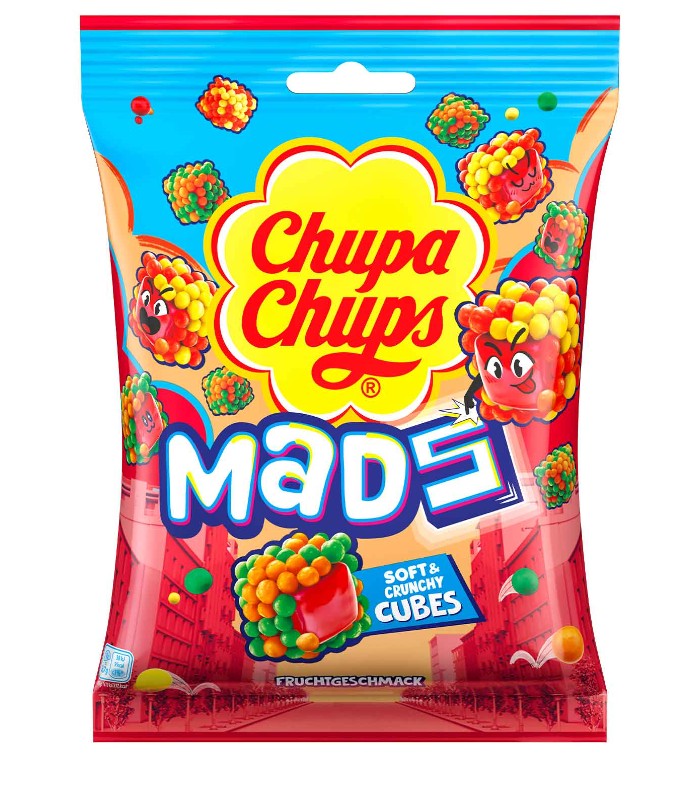 Chupa Chups Mads Soft & Crunchy Fruit Cubes 115g Bag - Image 2