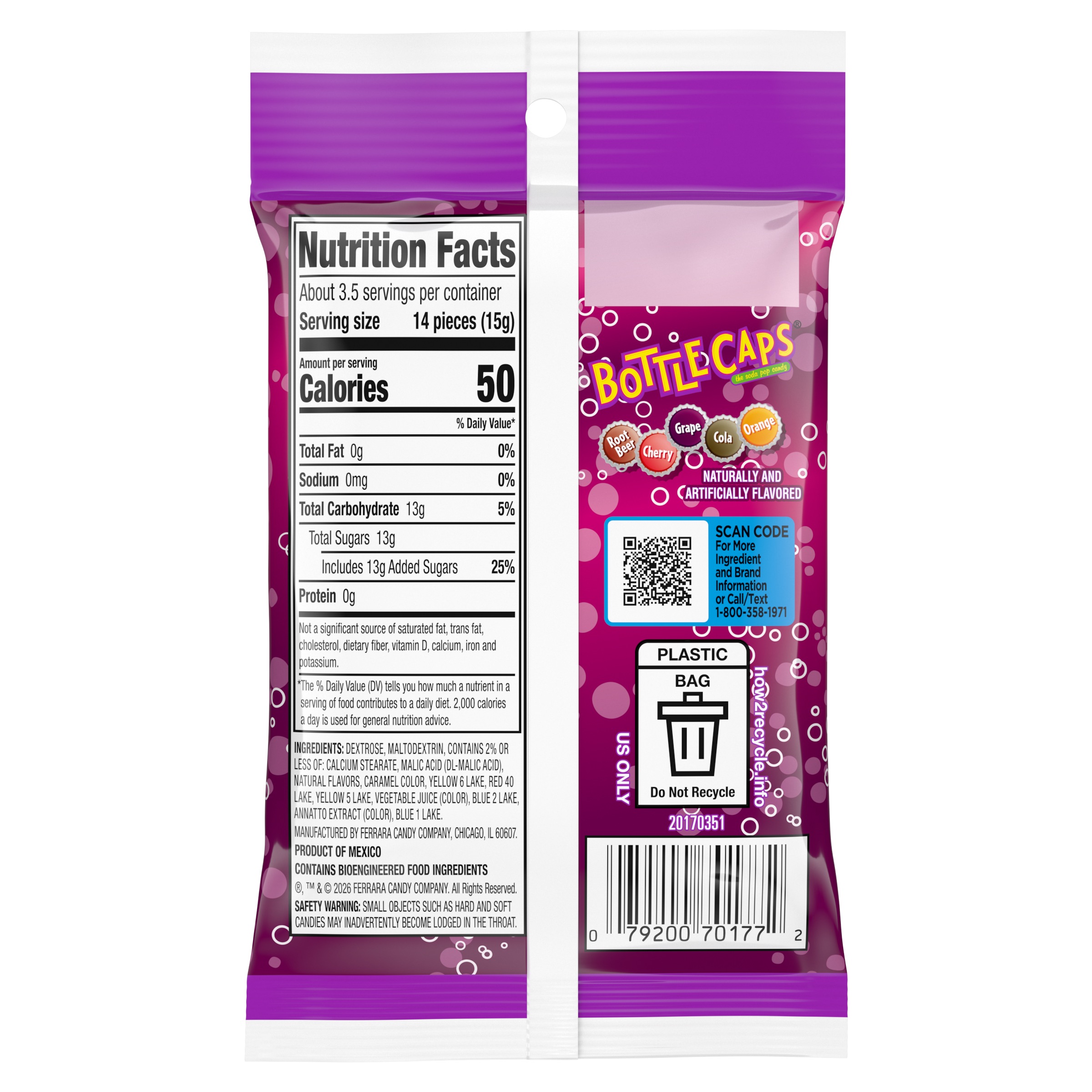 Bottle Caps Candy Pocket Pack – 2oz Peg Bag - Image 2